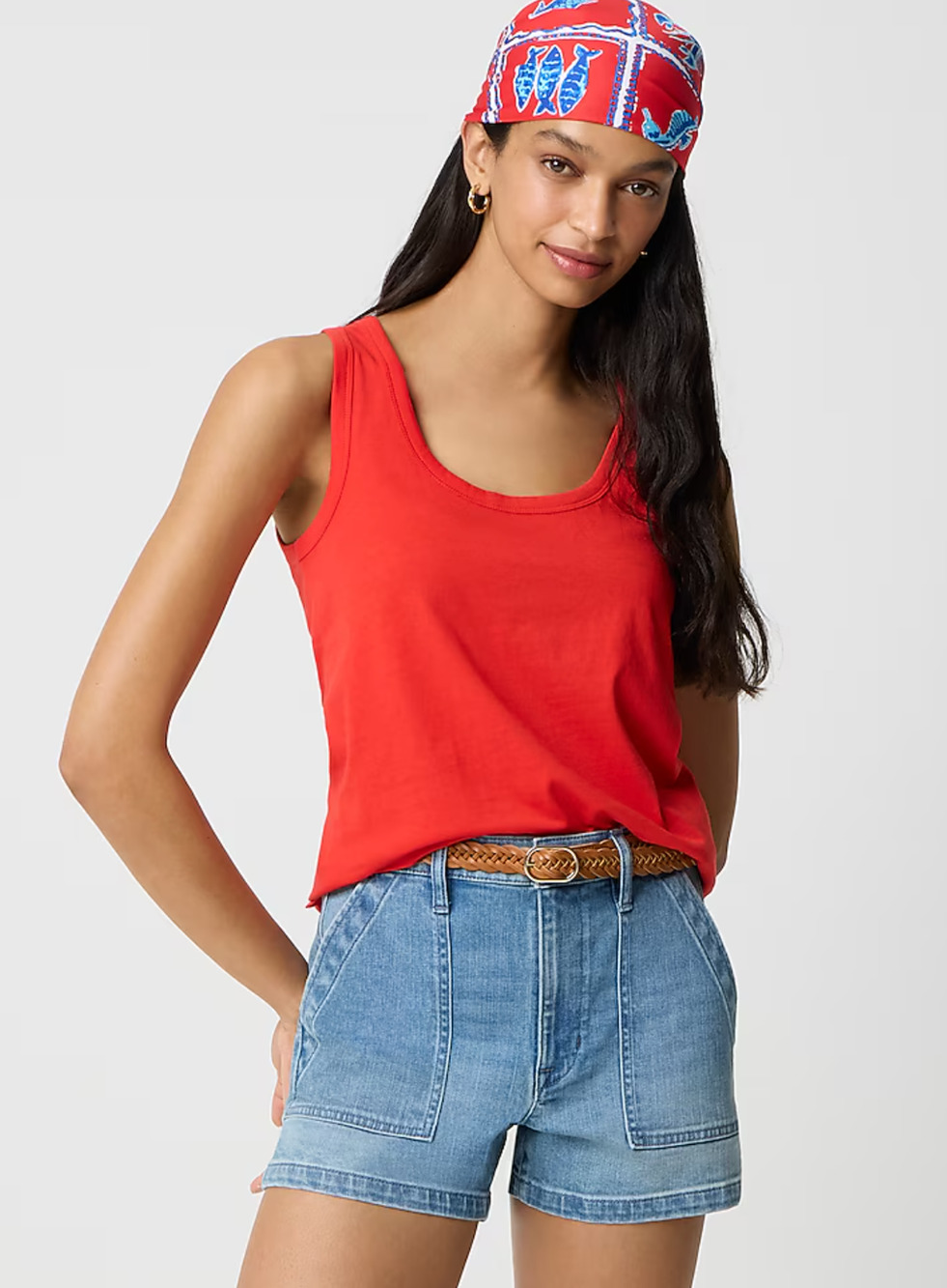 J Crew Scoop Neck Tank Top L NWT Cerise Red Shirt CJ052 J.Crew